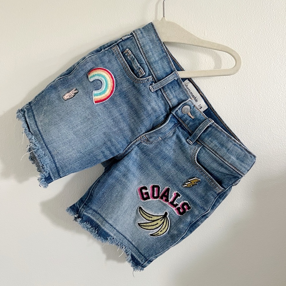 Abercrombie Kids denim shorts with patches